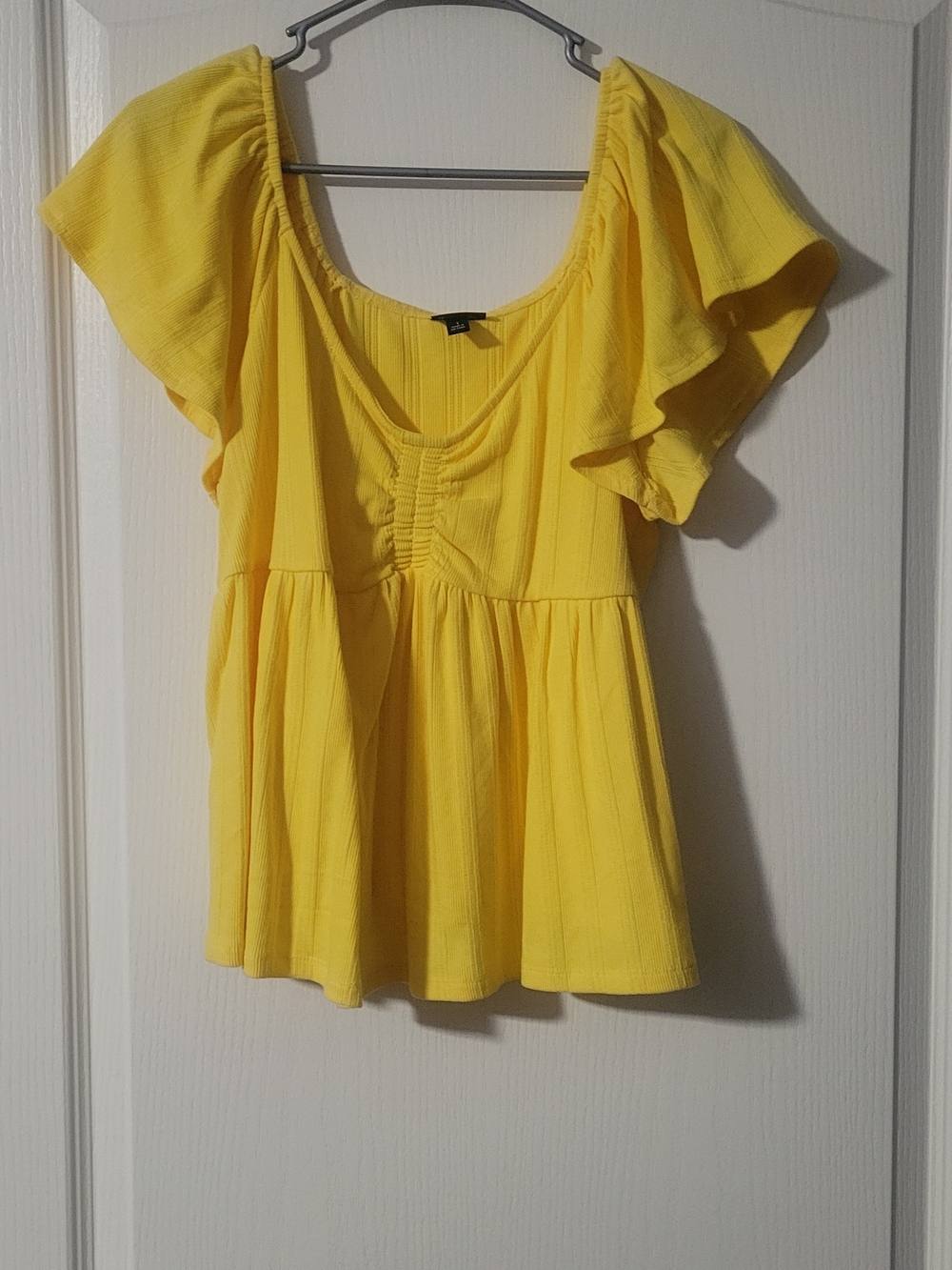 torrid Bright Yellow Flutter Sleeve Peplum Blouse